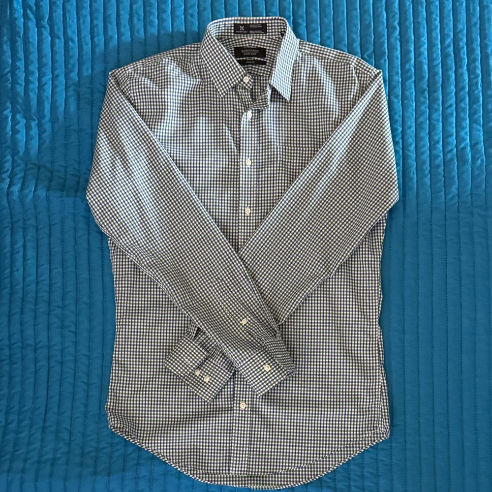John W. Nordstrom Blue and White Checkered Shirt